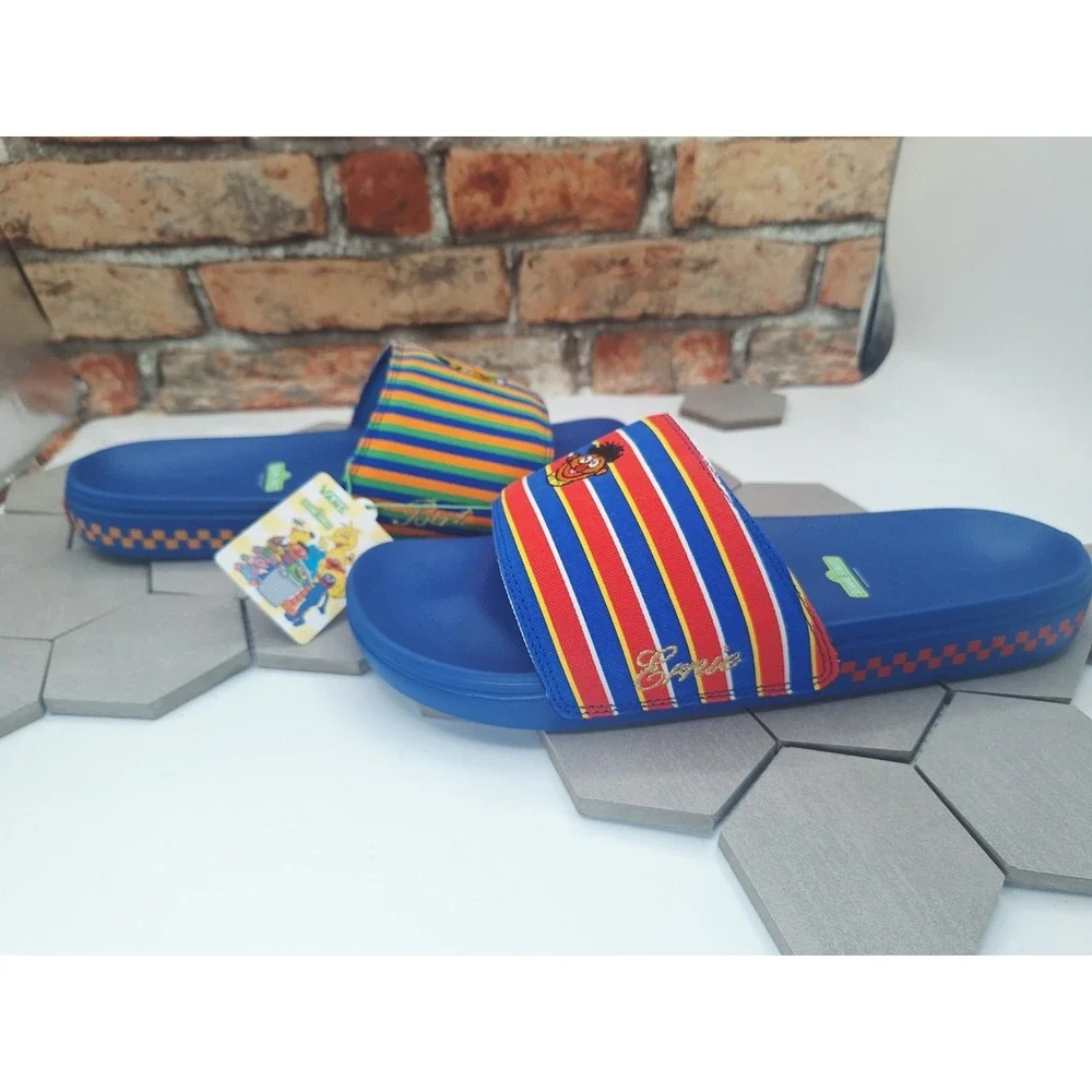 Vans x Sesame Street La Costa Slide Bert & Ernie Blue Stripes Sandals Men's 12